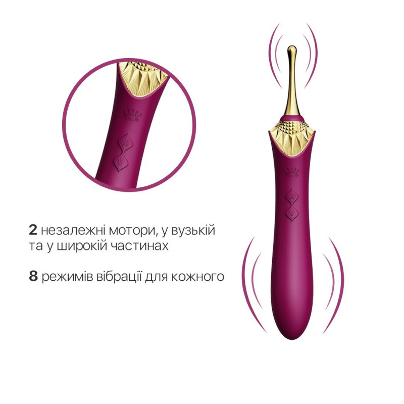 Комплектація Zalo Bess Bess Velvet Purple: вібратор, насадки та зарядний пристрій в стильній упаковці