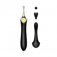 Вагінально-кліторальний вібратор Zalo Bess Obsidian Black, мультифункціональний з насадками — Keks-Hub