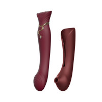 Смартвибратор Zalo Queen Set Wine Red 3в1 с пульсирующей жемчужиной, вакуумом и кристаллом Swarovski