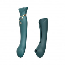 Смартвібратор Zalo Queen Set Jewel Green 3в1: пульсація, вакуум, кристал Swarovski — Keks-Hub