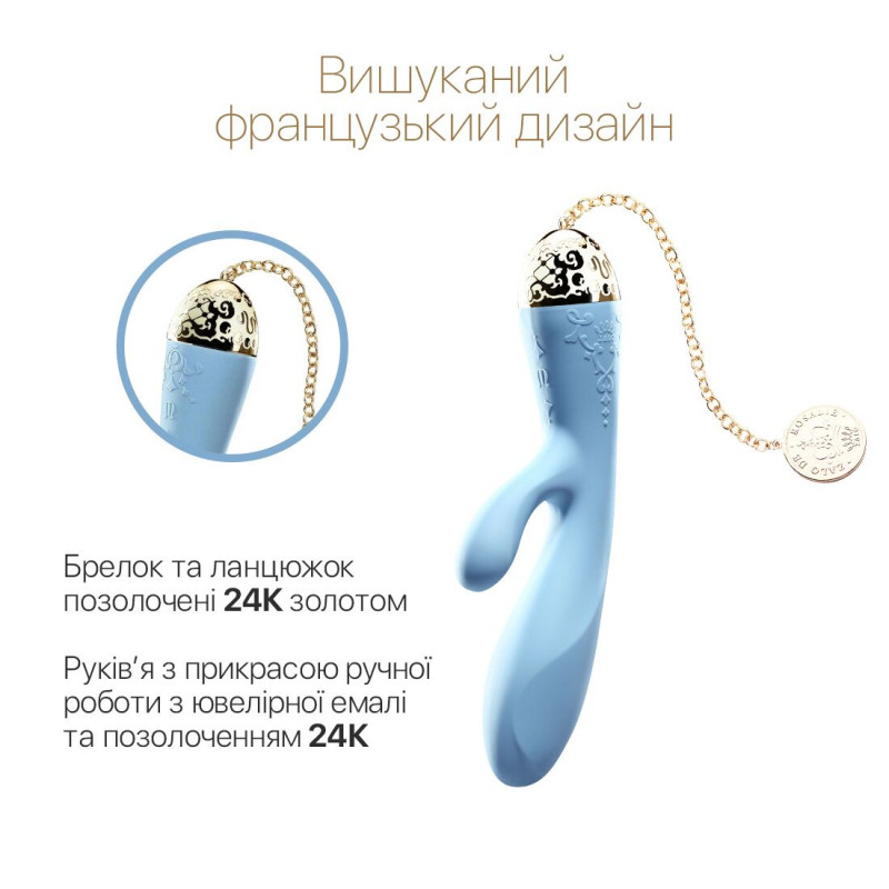 Смартвібратор-кролик Zalo Rosalie Royal Blue – управління кнопками, ергономічність