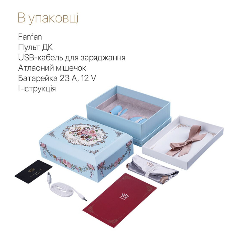 Смартвібратор Zalo Fanfan set Royal Blue - компактний розмір, зручне зберігання
