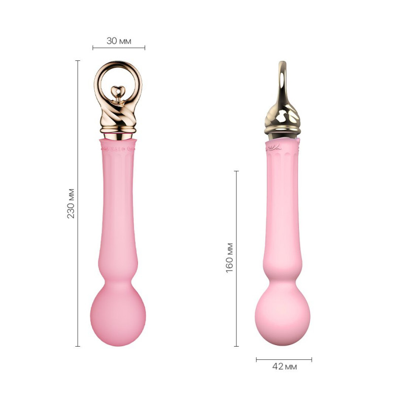 Вібромасажер Zalo Sweet Magic Confidence Wand Fairy Pink, вигляд збоку, демонструє ергономічну форму