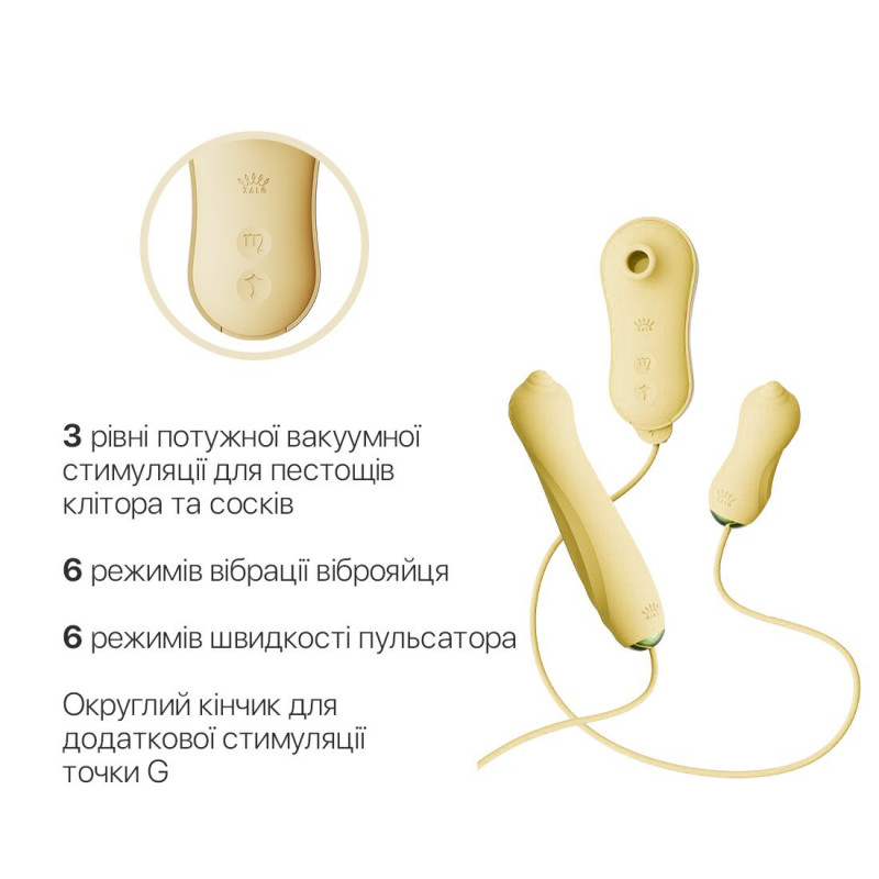 Вакуумний стимулятор з набору Zalo UNICORN Set Yellow 3в1, у всій красі