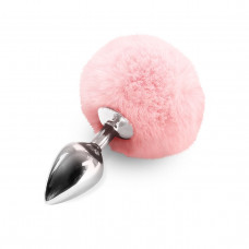 Анальная пробка Art of Sex Rabbit Tail Металлическая, Soft pink, диаметр 3,4 см