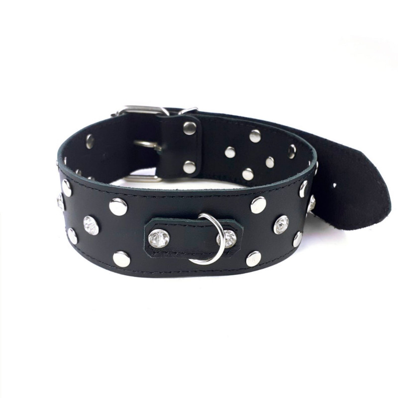 Нашийник Art of Sex Jenna Collar, вид збоку, демонструє якісну натуральну шкіру та металеві деталі