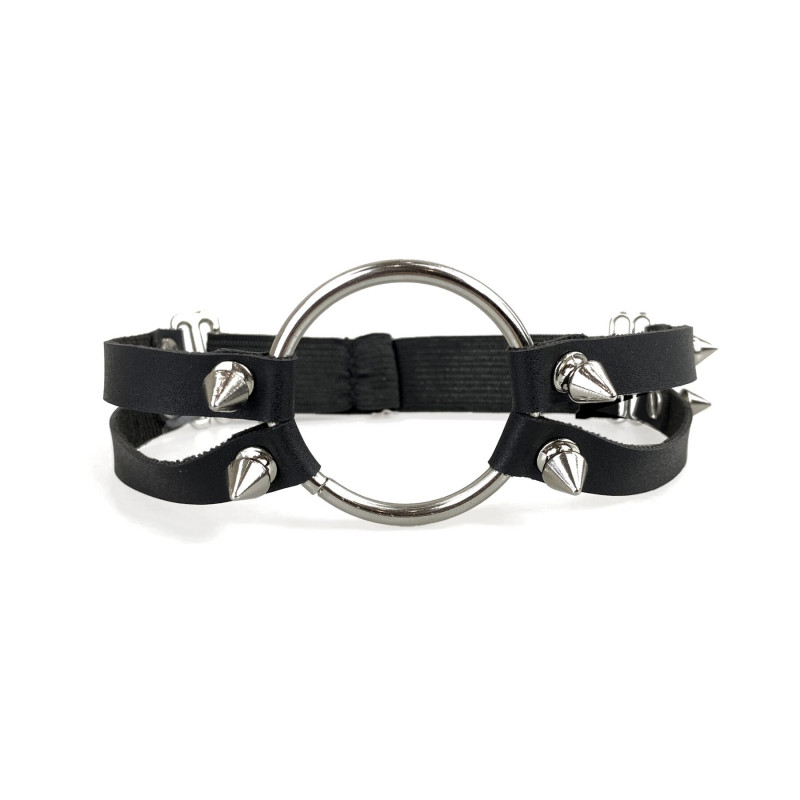 Чокер Art of Sex з металевим кільцем, вид збоку, натуральна шкіра