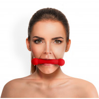 Кляп-палиця на ременях Art of Sex Gag Stick Silicon червоний натуральна шкіра