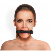 Кляп-палка на ремнях Art of Sex Gag Stick Silicon, черная, натуральная кожа