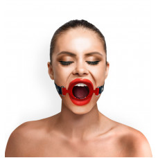 Кляп-розширювач Art of Sex Gag ring силіконовий з натуральної шкіри червоний — Keks-Hub