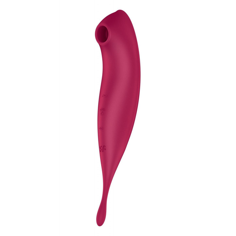 Satisfyer Twirling Pro+ dark red, вид збоку, демонстрація вигнутої форми