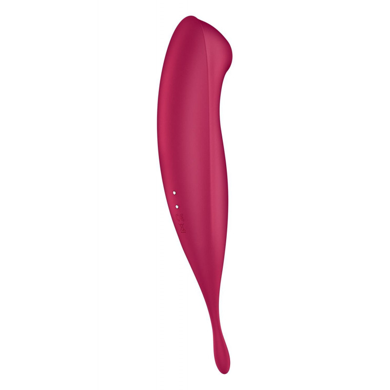 Смарт-вібратор Satisfyer Twirling Pro+ dark red у темному кольорі, демонстрація кнопок керування
