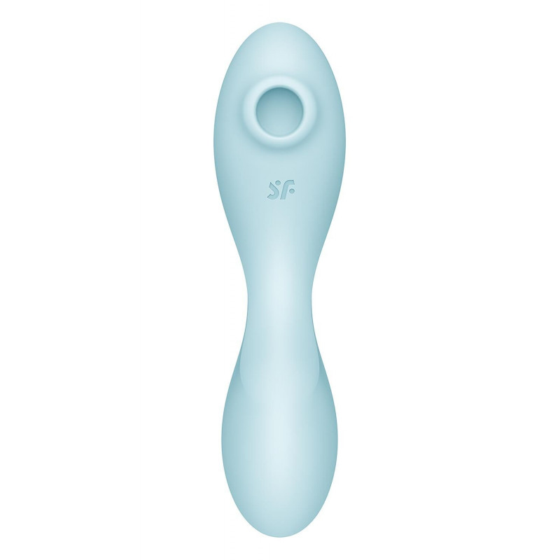 Satisfyer Curvy Trinity 5 Blue, вид збоку, демонструє ергономічну форму та інтуїтивно зрозумілі кнопки керування