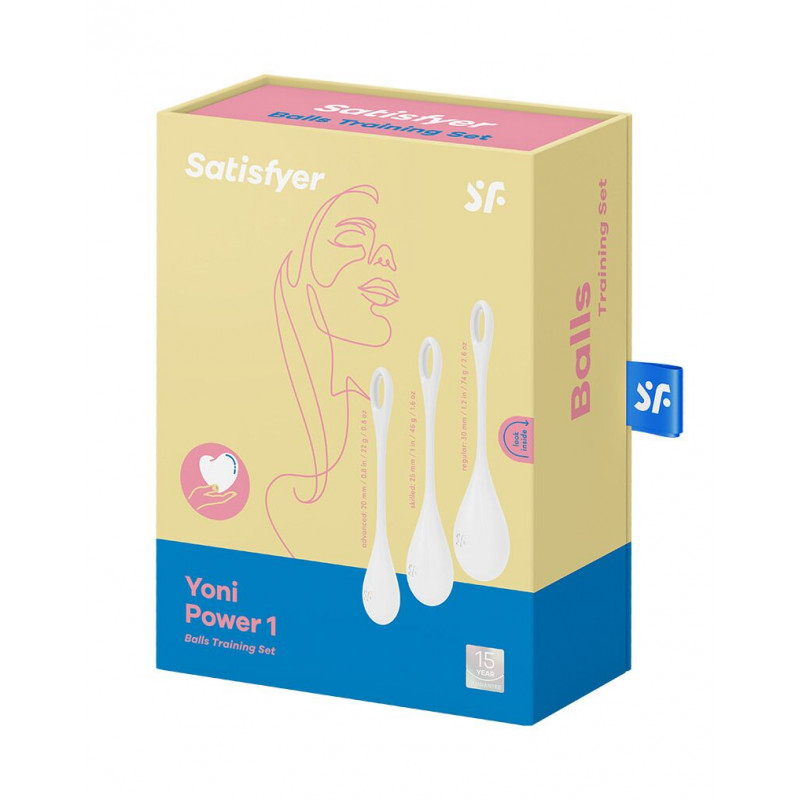 Розміри йоні намистин Satisfyer Yoni Power 1 White: 2см, 2.5см, 3см