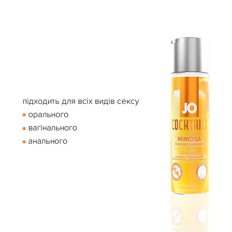Текстура водного лубриканту JO Cocktails Mimosa - прозора, шовковиста