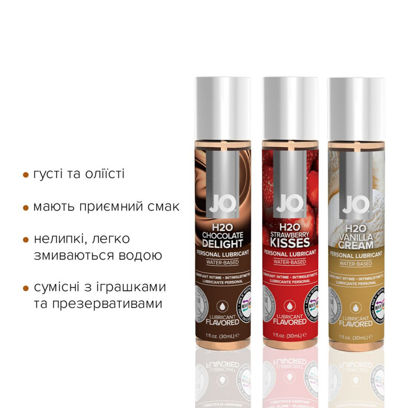 Пляшечка оральної змазки JO Tri-Me Triple Pack Neapolitan: зручний дозатор та прозора рідина всередині