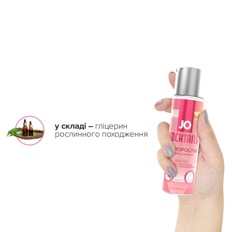 Лубрикант JO Cocktails Cosmopolitan, 60 мл - зручна пляшечка для використання