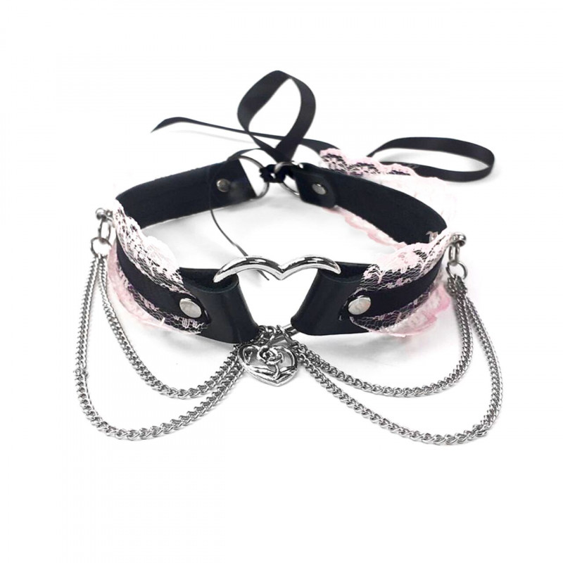 Сексуальний чокер Art of Sex - Karen, чорно-рожевий, вид збоку, що демонструє форму