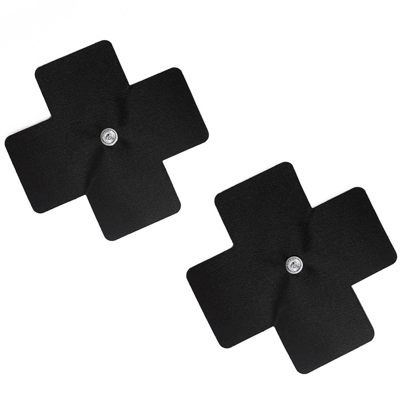 Вигляд збоку чорних наклейок на груди Art of Sex Ruth Pestis with Crystal