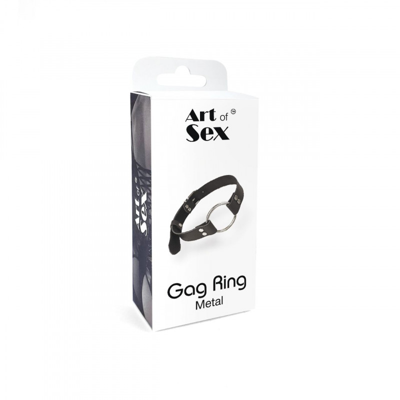 Текстура натуральної шкіри на чорному кляпі-кільці Art of Sex Gag Ring Metal