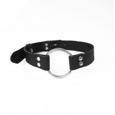 Кляп-кільце Art of Sex Gag Ring Metal, чорний, натуральна шкіра — Keks-Hub