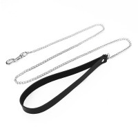 Повідець на ланцюжку Art of Sex Leash, натуральна шкіра, Чорний
