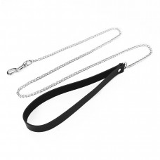 Повідець на ланцюжку Art of Sex Leash, натуральна шкіра, Чорний — Keks-Hub
