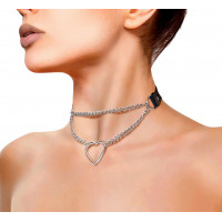 Чокер на шию Серце Art of Sex, натуральна шкіра, чорний