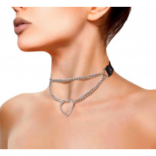 Чокер на шию Серце Art of Sex, натуральна шкіра, чорний — Keks-Hub