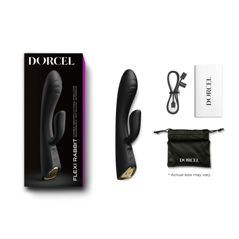 Dorcel FLEXI RABBIT BLACK: вібратор-кролик, режим підігріву, фото в дії