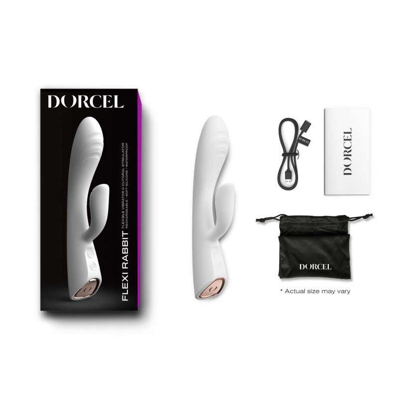 Вібратор-кролик Dorcel FLEXI RABBIT WHITE, повний комплект, аксесуари
