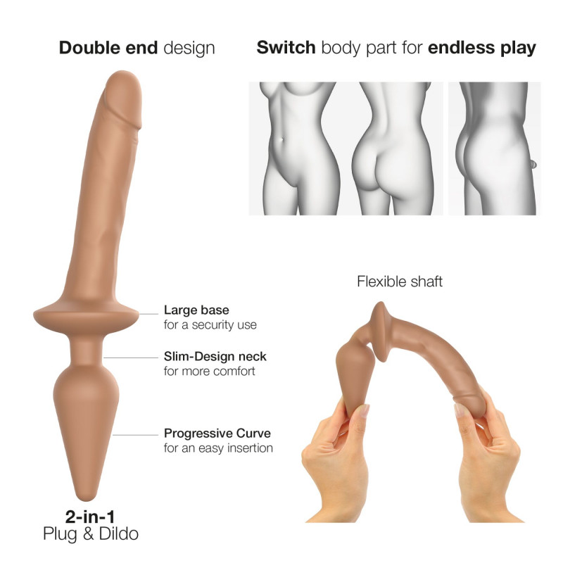 Анальна пробка Strap-On-Me SWITCH PLUG-IN REALISTIC DILDO 2в1 Caramel S, детальний вигляд