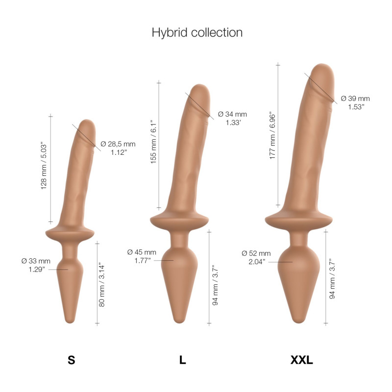 Упаковка анальної пробки Strap-On-Me SWITCH PLUG-IN REALISTIC DILDO 2в1 Caramel S