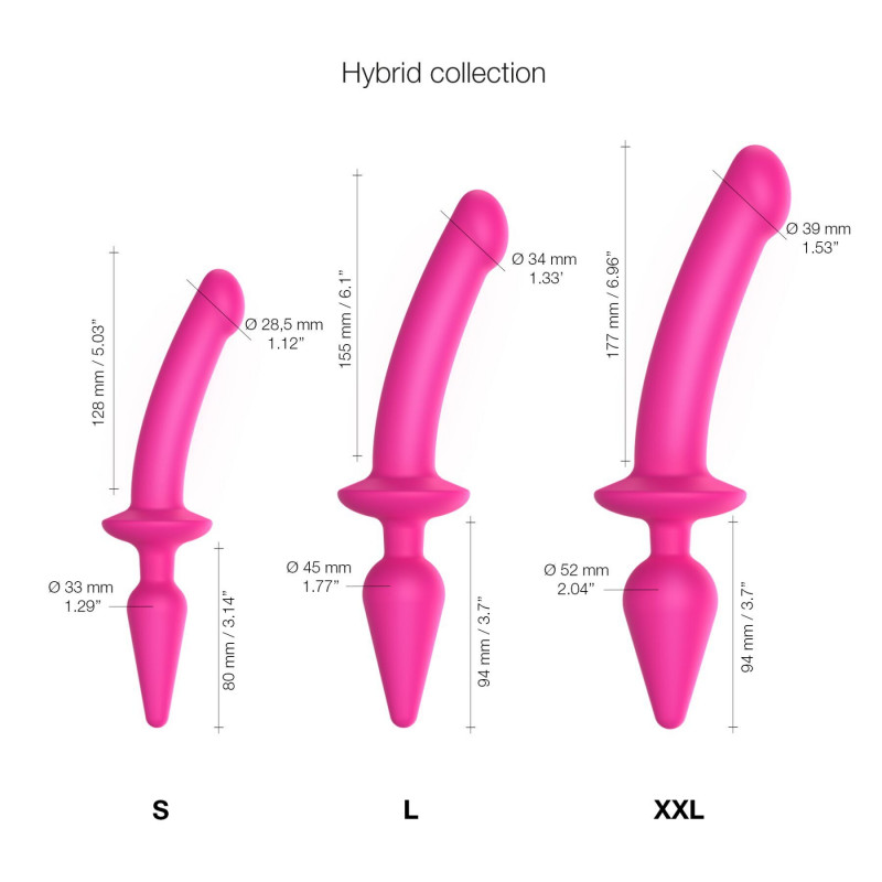 Анальна пробка Strap-On-Me SWITCH PLUG-IN SEMI-REALISTIC DILDO FUCHSIA - L, демонстрація використання (без деталізації)