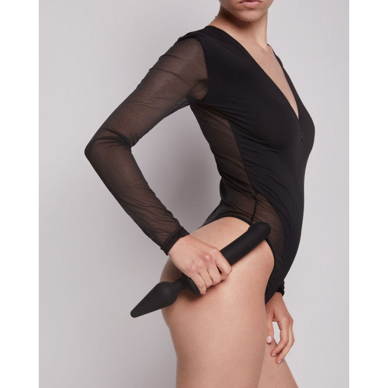 Анальна пробка з дилдо Strap-On-Me SWITCH PLUG-IN DILDO Black XXL, деталі кріплення та розміри (діаметр 5,2/3,9 см)