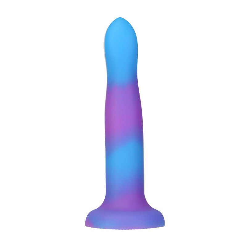 Фалоімітатор ADDICTION Rave 8″ Glow in the Dark Dildo, синьо-фіолетовий, текстура