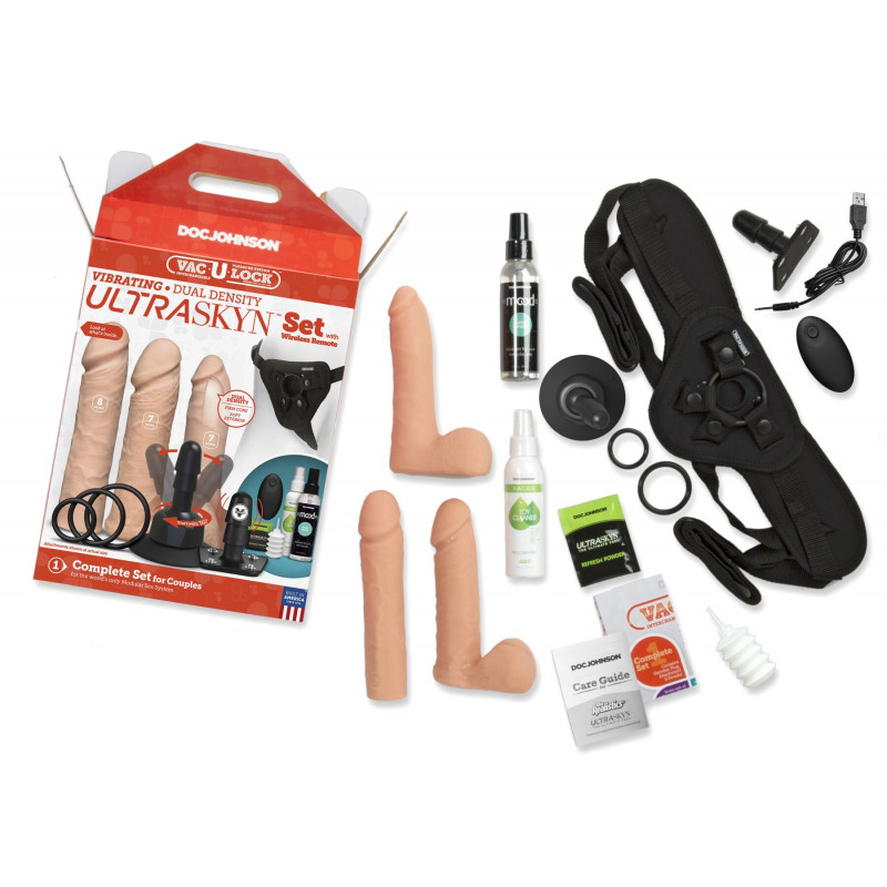 Набір для страпона Doc Johnson Vac-U-Lock: демонстрація розмірів