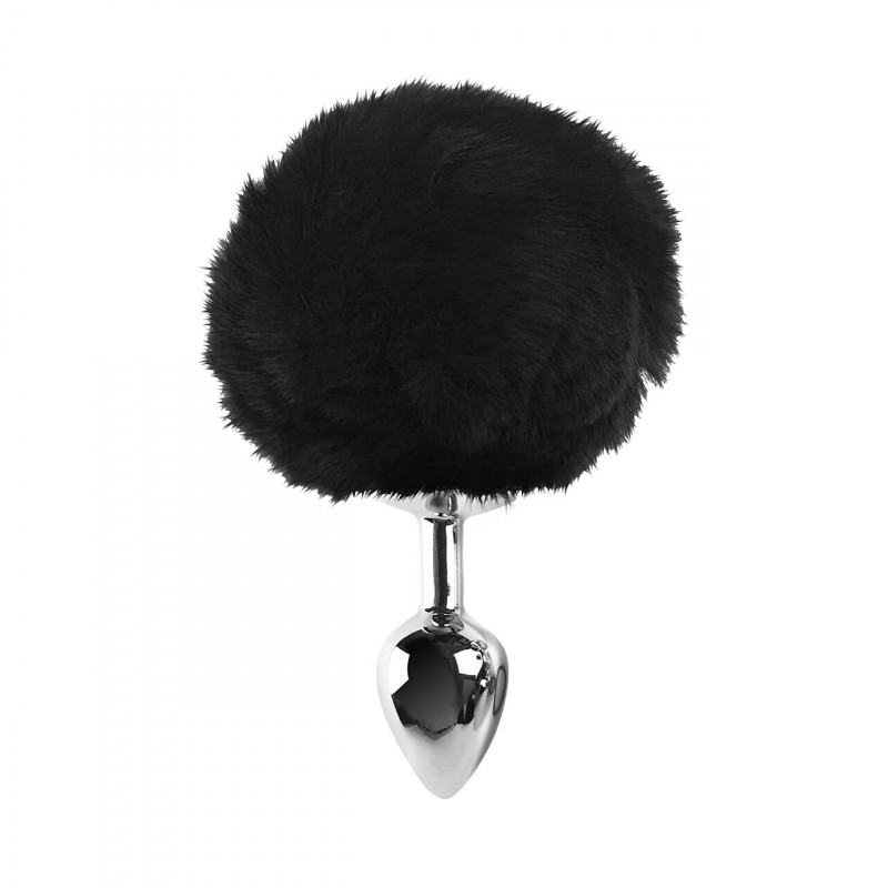 Металева анальна пробка Art of Sex Metal Butt plug Rabbit Tail Black, вид збоку, що демонструє форму