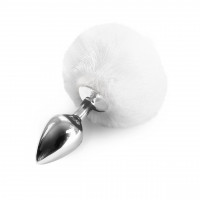 Анальна пробка Art of Sex Metal Butt Plug Rabbit Tail White, металева, діаметр 3,4 см