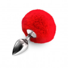 Анальная пробка Art of Sex Rabbit Tail Red металлическая, диаметр 3,4 см — Keks-Hub