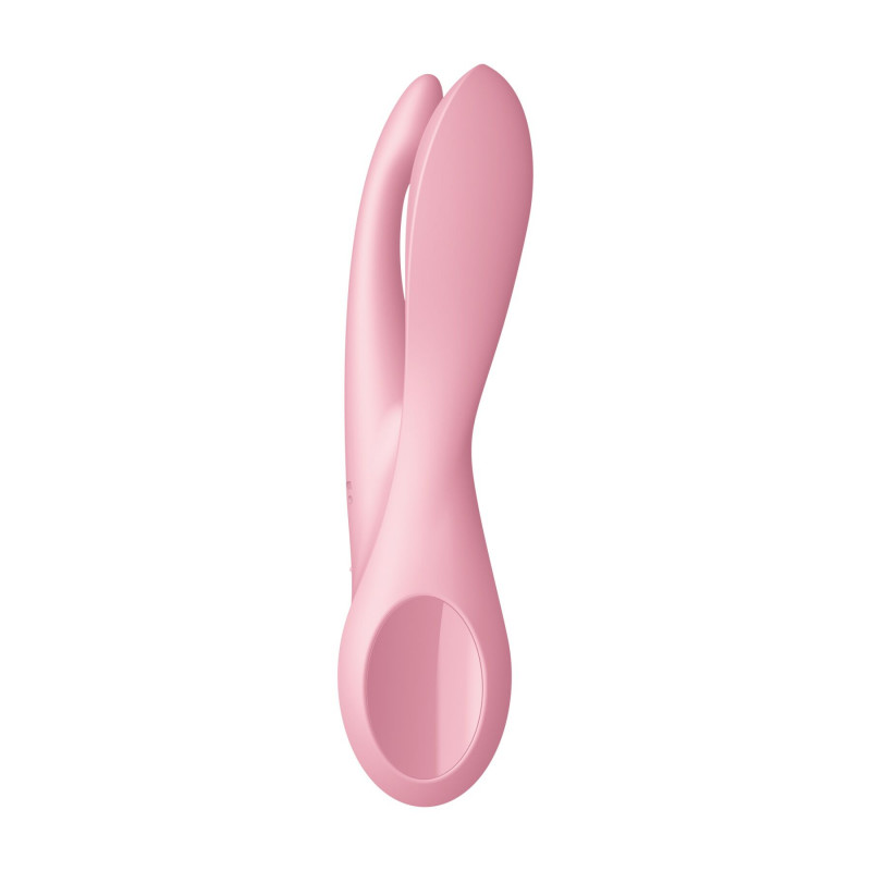 Кліторальний вібратор Satisfyer Threesome 1 Pink у рожевому кольорі, видно текстуру силікону
