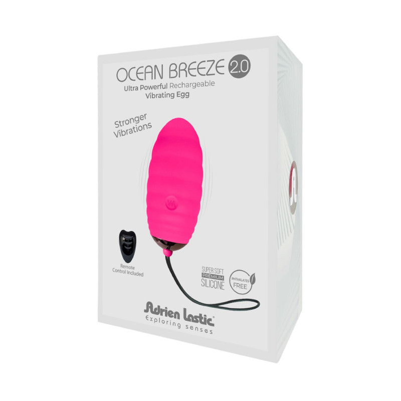 Упаковка рожевого віброяйця Adrien Lastic Ocean Breeze 2.0, що підкреслює його преміальність