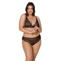Комплект білизни Passion AMBERLY SET 4XL/5XL black: ліф, бразиліана, люрексова нитка