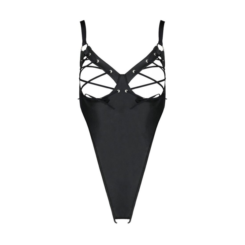 Елегантне чорне боді Passion CELINE BODY 6XL/7XL, демонстрація текстури тканини