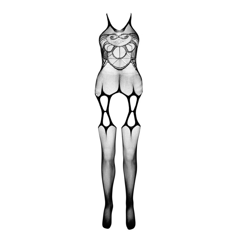 Текстура матеріалу бодістокінгу Passion ECO BS002 black, імітація підв'язок