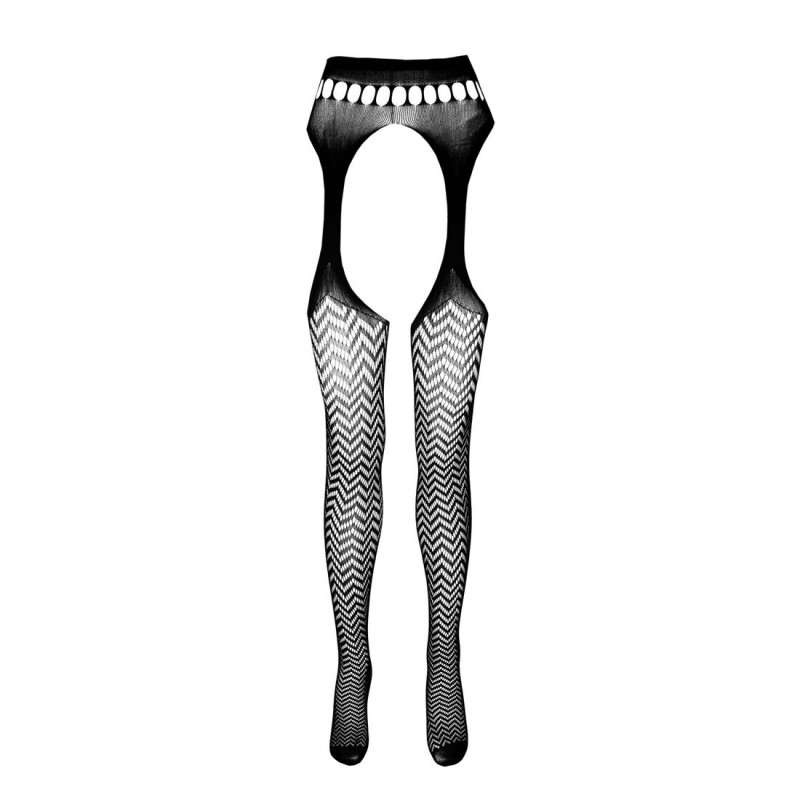 Бодістокінг Passion ECO S002 black: детальний вигляд фронтальної частини, акцент на геометричному візерунку та дизайні