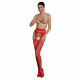 Текстура геометричного плетіння на червоних еротичних колготках-бодістокінг Passion ECO S002
