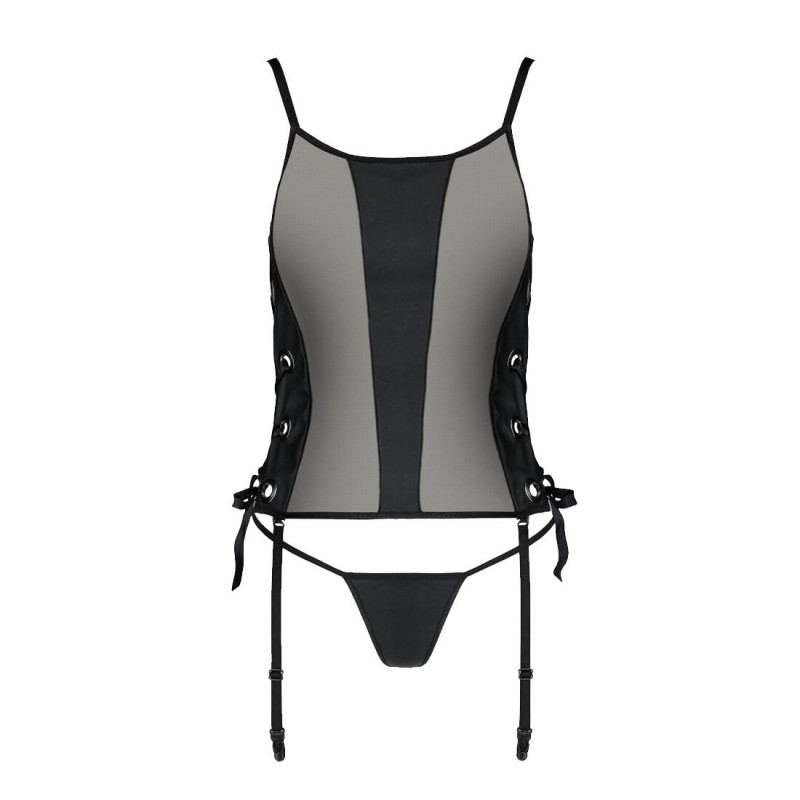 Деталі корсета Passion MALWIA CORSET 4XL/5XL black: металеві люверси та пажі