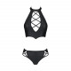 Комплект Passion NANCY BIKINI 4XL/5XL black: трусики з високою посадкою з фактурної екошкіри