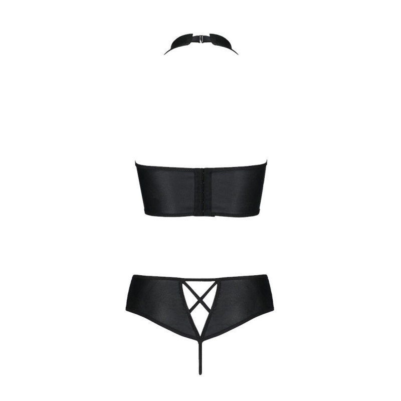 Комплект Passion NANCY BIKINI 4XL/5XL black: детальний вигляд текстури екошкіри
